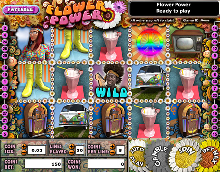bingo liner flower power 5 reel online slots game