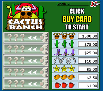 bingo liner cactus ranch pull tabs online instant win game