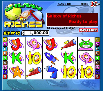 bingo liner galaxy of riches 5 reel online slots game