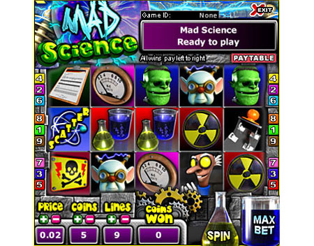 bingo liner mad science 5 reel online slots game