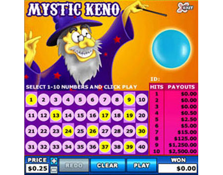 bingo liner mystic keno online instant win game