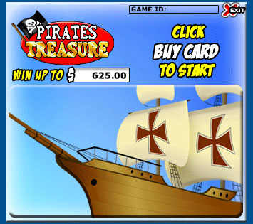 bingo liner pirates treasure scratch cards online instant win game